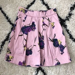 BB Dakota Pink Purple Yellow Floral Pleated Skirt